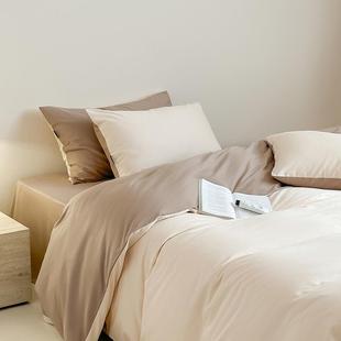 轻奢100S加厚磨毛全棉四件套纯棉床单被套床笠三件套简约秋冬床品