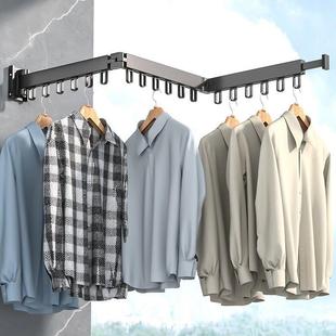 免打孔折叠晾衣架壁挂阳台隐形伸缩晒衣架晾衣杆室内无阳台神器