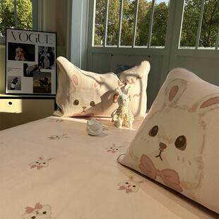 少女心可爱小兔冰丝席凉感空调凉席床席款三件套0.9m学生宿舍夏凉