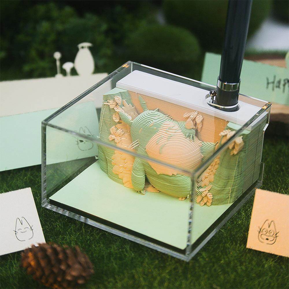 立体纸雕宫崎骏蓝色龙猫创意个性摆件可撕便签文具男女生惊喜礼物