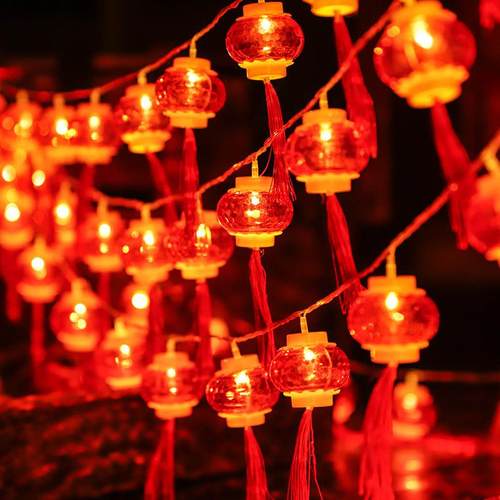 新年小红灯笼挂饰LED彩灯串灯过年装饰布置春节2025新款户外院子