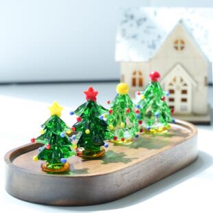 淄博琉璃手工艺品实心圣诞树摆件桌面家居氛围感书桌装饰摆放礼物