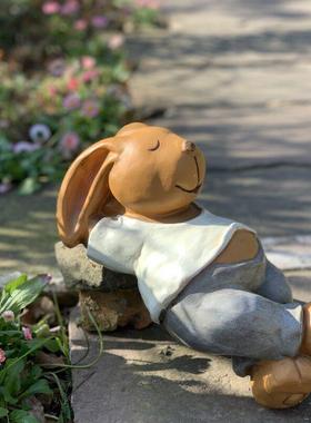 露台花园装饰庭院创意阳台布置造景户外小兔子仿真动物摆件