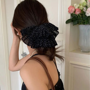 轻奢高颜值韩式 高级感ins赫本风碎花气质复古波点大号发圈发饰女
