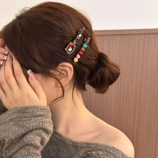 气质韩版 爱心发夹女侧边夹刘海夹发卡发饰 彩色多巴胺kt猫撞色AB款