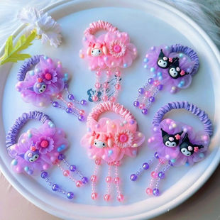 新款 儿童库洛米小肠发圈不伤发双马尾头绳高弹力流苏甜美公主发饰