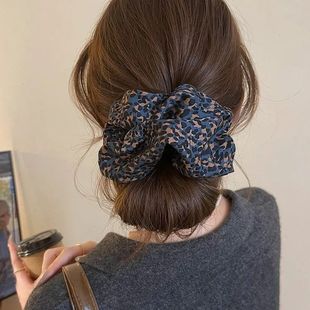 复古豹纹大肠超大发圈慵懒马尾花盘头绳丸子橡皮筋发饰发绳头饰女