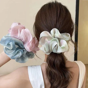 扎染大肠网纱发圈高级气质头绳丸子头发扎发皮筋橡皮筋渐变发饰女