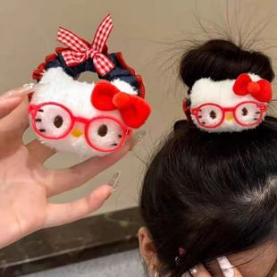 hellokitty头绳皮筋ins风高颜值可爱古早眼镜Kitty牛仔发圈少女简