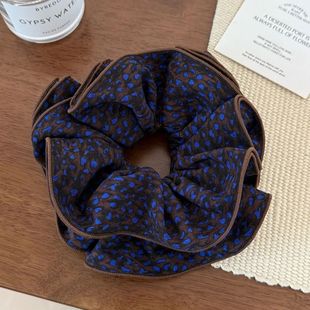 新款 高级头花头绳百搭丸子发饰发绳 复古咖色大肠藏蓝发圈豹纹时尚