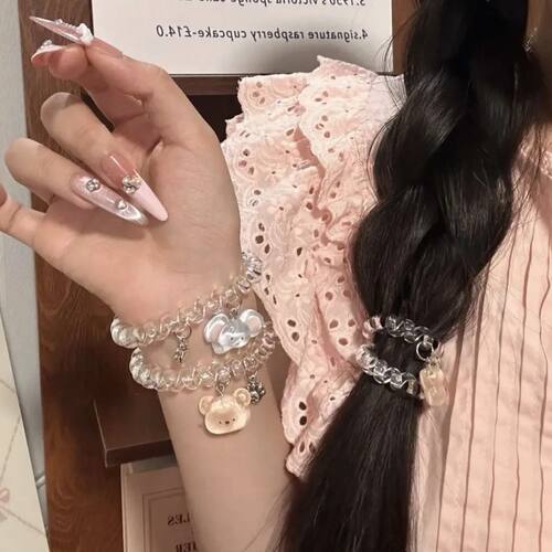 洋气超仙少女新款甜美电话线发圈手链头绳皮筋发绳闺蜜清新发饰女