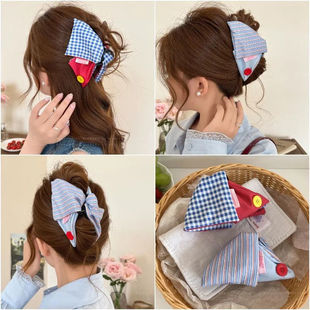 2025新款 纹布艺三角形抓夹高级感鲨鱼夹发夹女后脑勺发饰 ins风格