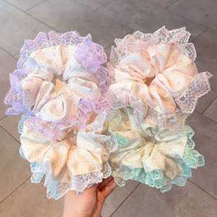 春夏洋气蕾丝花边大肠发圈女童公主头饰女孩高颜值丸子头发饰新款