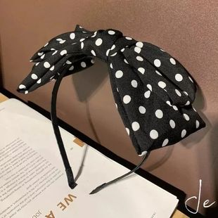 韩国网发饰甜美头箍百搭头饰气质清新发卡波点超大蝴蝶结宽边发箍