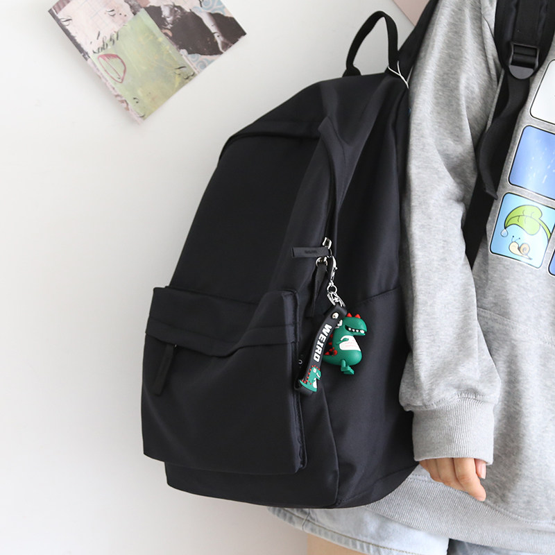 百搭纯色大容量背包男双肩包黑色书包女大学生背包女双肩大小款