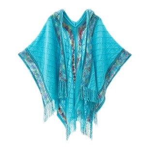 民族风披肩外搭大理丽江旅游斗篷拍照围巾女云南青海草原连帽披风