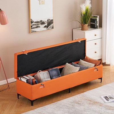 新款加宽双隐藏锁硅胶娃娃保密收藏收纳储物长条凳加大卧室小沙发