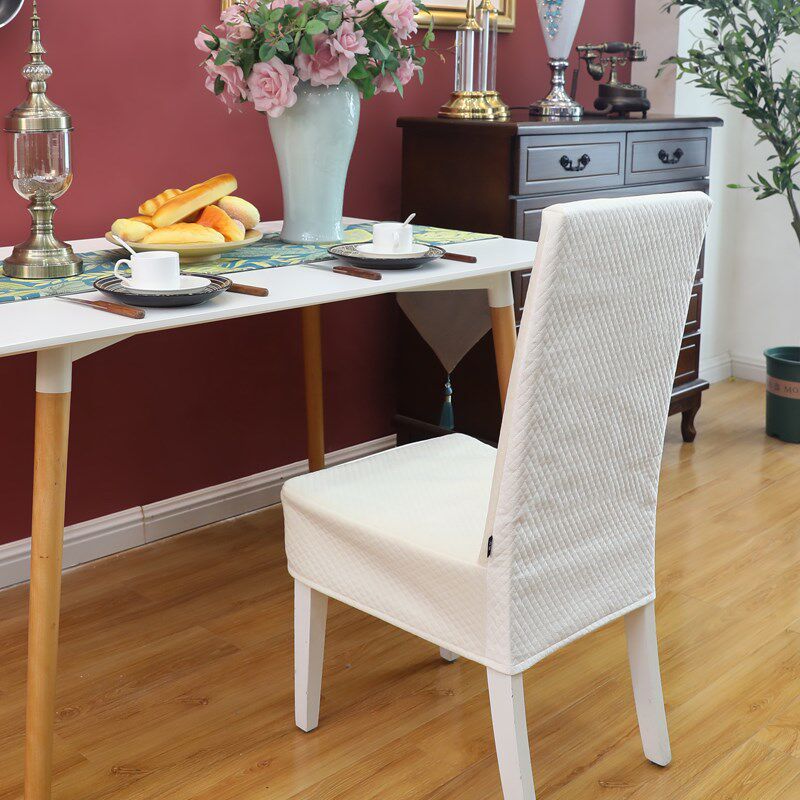白色中式现代连体办公加厚餐桌一体餐椅套木椅子套罩jh凳子套椅套