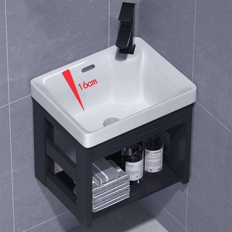 小户型加深防水铝架挂墙式陶瓷洗手盆柜简易挂盆阳台洗漱池洗脸盆