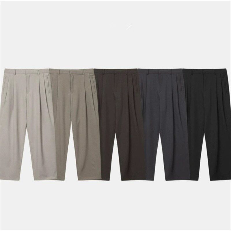 夏季薄款港风垂坠感阔腿直筒西裤男大码 慵懒拖地裤韩版宽松休闲