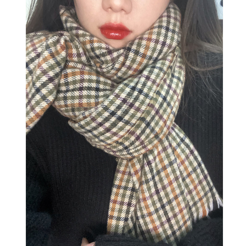 显脸小彩条纹围巾女秋冬潮韩版百搭E保暖学生披肩两用外搭女士围