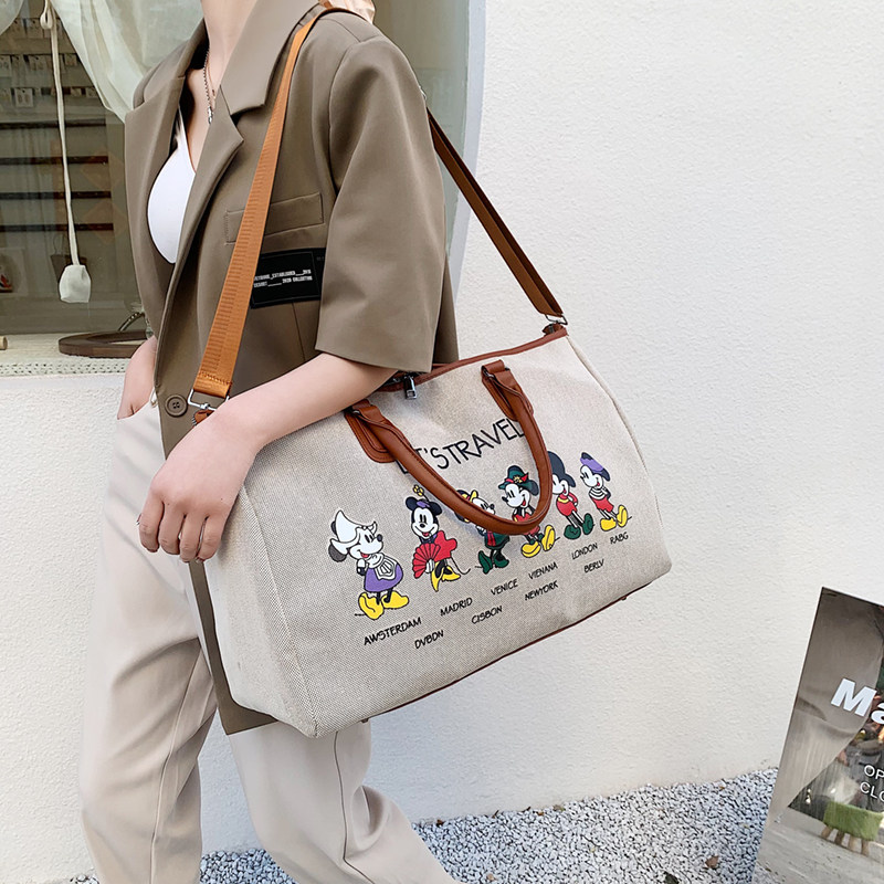 短途旅行包女轻便大容量帆布手提包孕妇待产收纳袋子外出小行李包