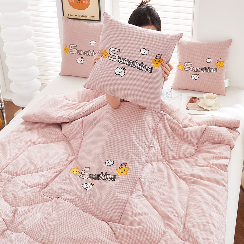 新款卡通全棉抱枕被子两用办公室午睡空调夏凉毯汽车折叠靠垫纯棉