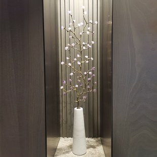 紫气东来紫水晶铜摆件发财树葫芦客厅入户玄关竖高装饰品乔迁礼物