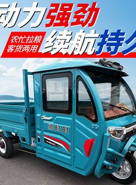 新款半封闭多功能载重王田园代步车农用大功率油电两用电动三轮车