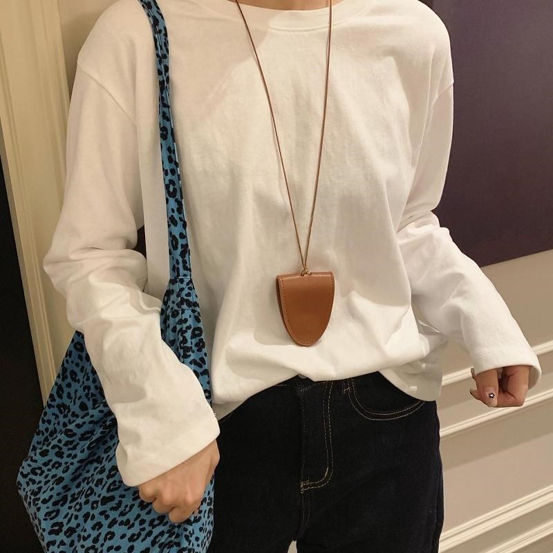 徐蹦蹦 巨好穿百搭 韩版秋冬基础圆领长袖白T恤女宽松简约打底衫