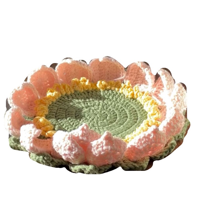 小师妹手作好运莲莲荷叶杯垫编织diy材料包毛线钩针礼物送同事