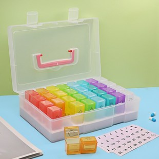 一月30天31天早晚塑料壳药盒收纳密封防潮分装独立可拆大容量便携