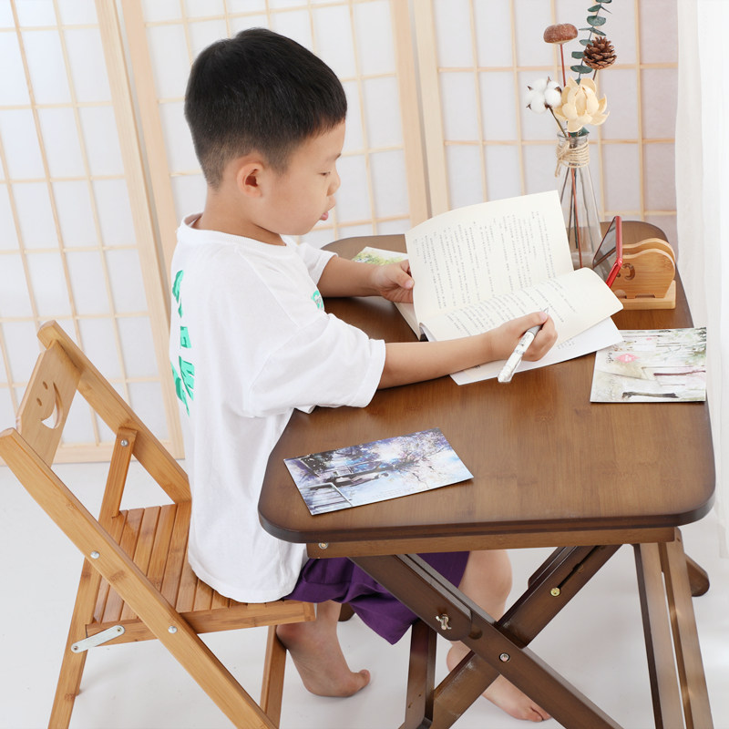 折叠学习桌椅套装小学生书v桌简约长方形桌子可升降家用儿童写字