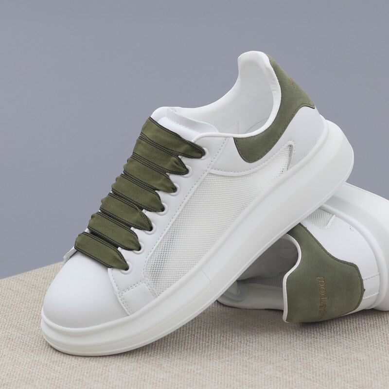 网面透气小白鞋男2025夏季百搭潮流厚底潮男板鞋内增高小白鞋男款