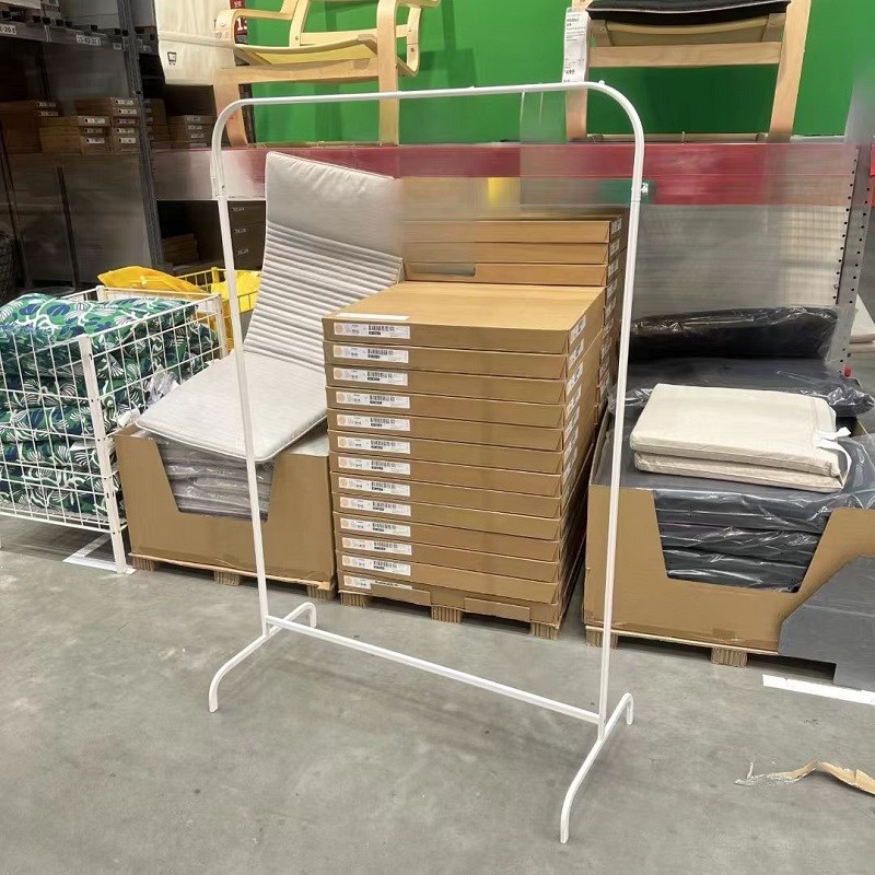 简易可移动落地晾衣架白色单杠落地卧室衣架杆服装展示架衣帽架子