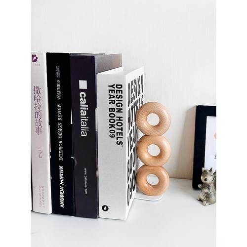 实木书立甜甜圈榉木收纳挡书架桌面学生立书架挡板支架书靠书挡夹