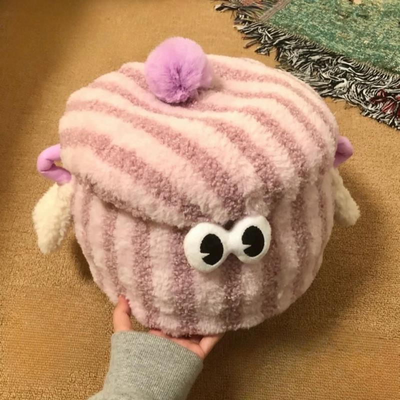 可爱小怪兽收纳筐编织多巴胺毛绒卡通玩具零食桌面创意杂物收纳盒