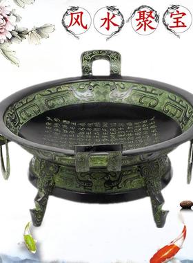 包邮新款聚宝盆青铜器仿古摆件明文炉工艺品风水摆设装饰古玩客厅