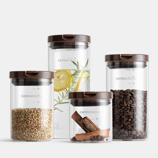 CAFEDEKONA咖啡豆罐 密封食品零食咖啡粉罐防潮无铅玻璃瓶罐子