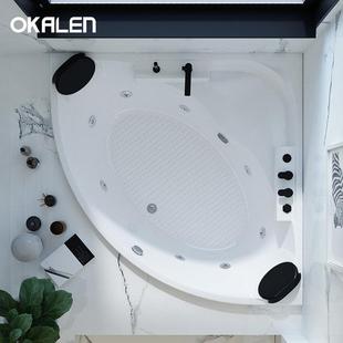 欧凯伦嵌入式 扇形恒温三角双人浴盆 按摩浴缸家用小户型亚克力新款