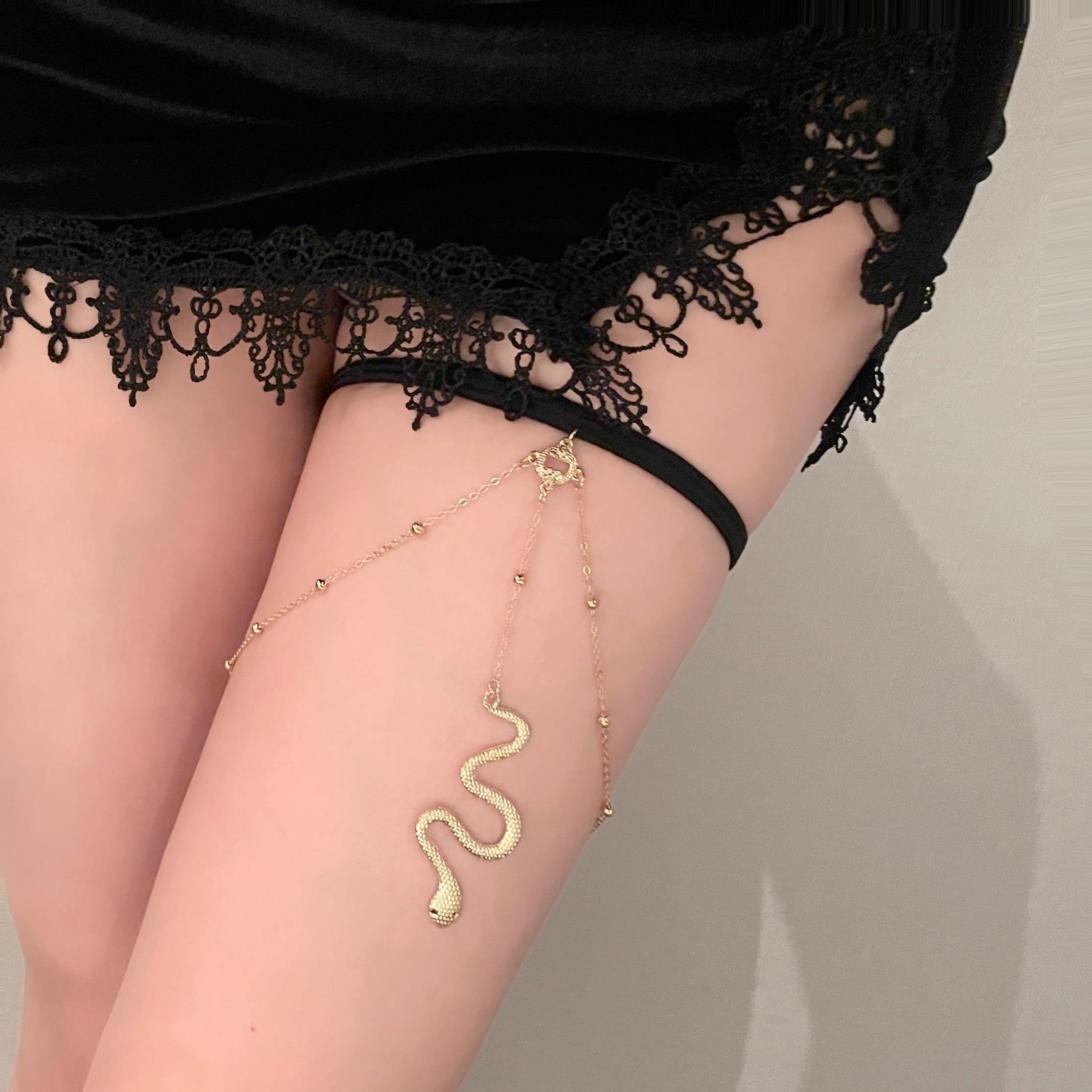 蛇形大腿链身体装饰链子女夏季腰链小蛇配饰流苏饰品性感腿环