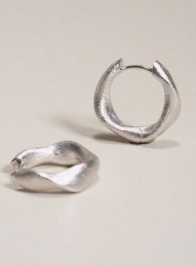 董洁推荐莫比乌斯环手工拉丝大小耳圈气质轻奢高级感气质百搭耳环