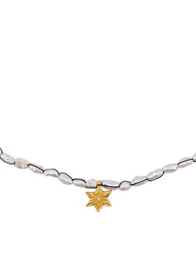 小众创意设计星辰编珠项链天然不规则珍珠锁骨链女气质百搭轻奢