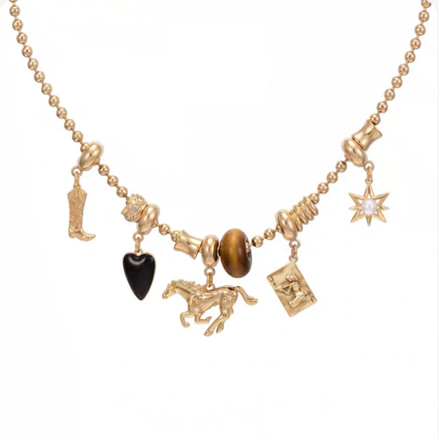 马年系列复古项链马术帽靴子锁骨链轻奢时尚欧美百搭小众颈链女