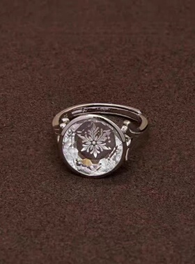 时尚雕刻雪花戒指耳钉小众设计轻奢高级感独特百搭精致配饰女款