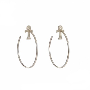 满钻十字架大耳圈耳环欧美气质大耳环C圈耳钉时尚精致百搭高级感