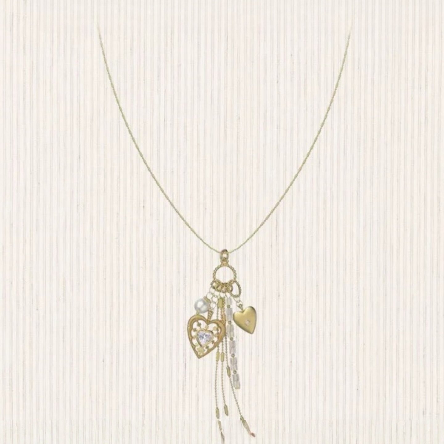 金色流苏爱心长款项链女度假风高级感毛衣链复古百搭个性精致配饰