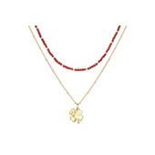 幸运符号四叶草鸿运叠链珍珠项链高级感轻奢气质时尚 百搭毛衣链