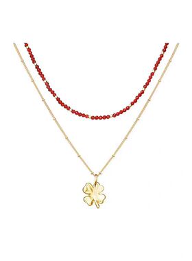 幸运符号四叶草鸿运叠链珍珠项链高级感轻奢气质时尚百搭毛衣链