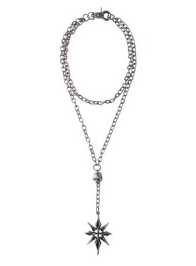 小众设计双层链条项链暗黑风个性时尚八芒星吊坠高级感男女通用